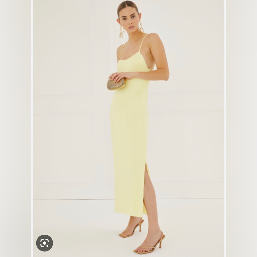 Something navy yellow cross back slip dress M